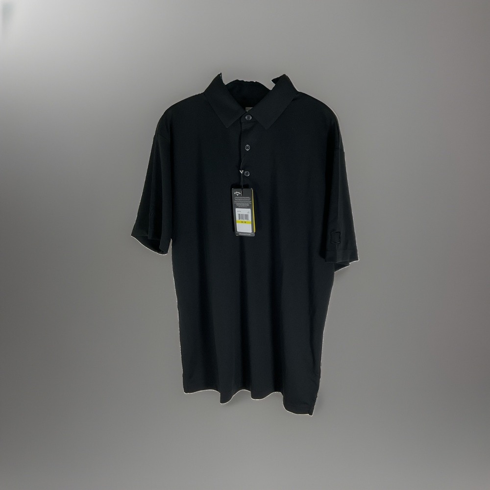 NWT Callaway Opti Dri Cooling Golf Polo Shirt Black Men's Medium Short Sleeve